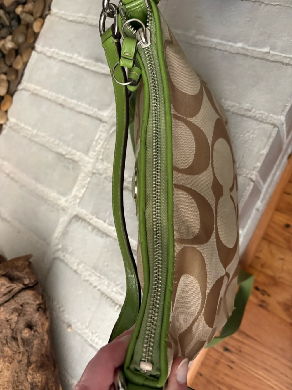 Vintage Coach Y2K Green Signature Hobo Shoulder Bag /Crossbody Bag - Picture 7 of 12